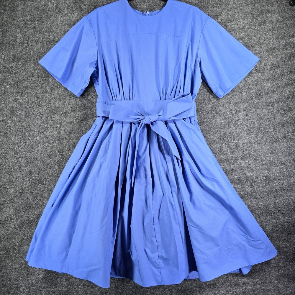NWT Devil Wears Prada Scoop Collection Cotton Tie Waist Midi Dress Blue Sz 10